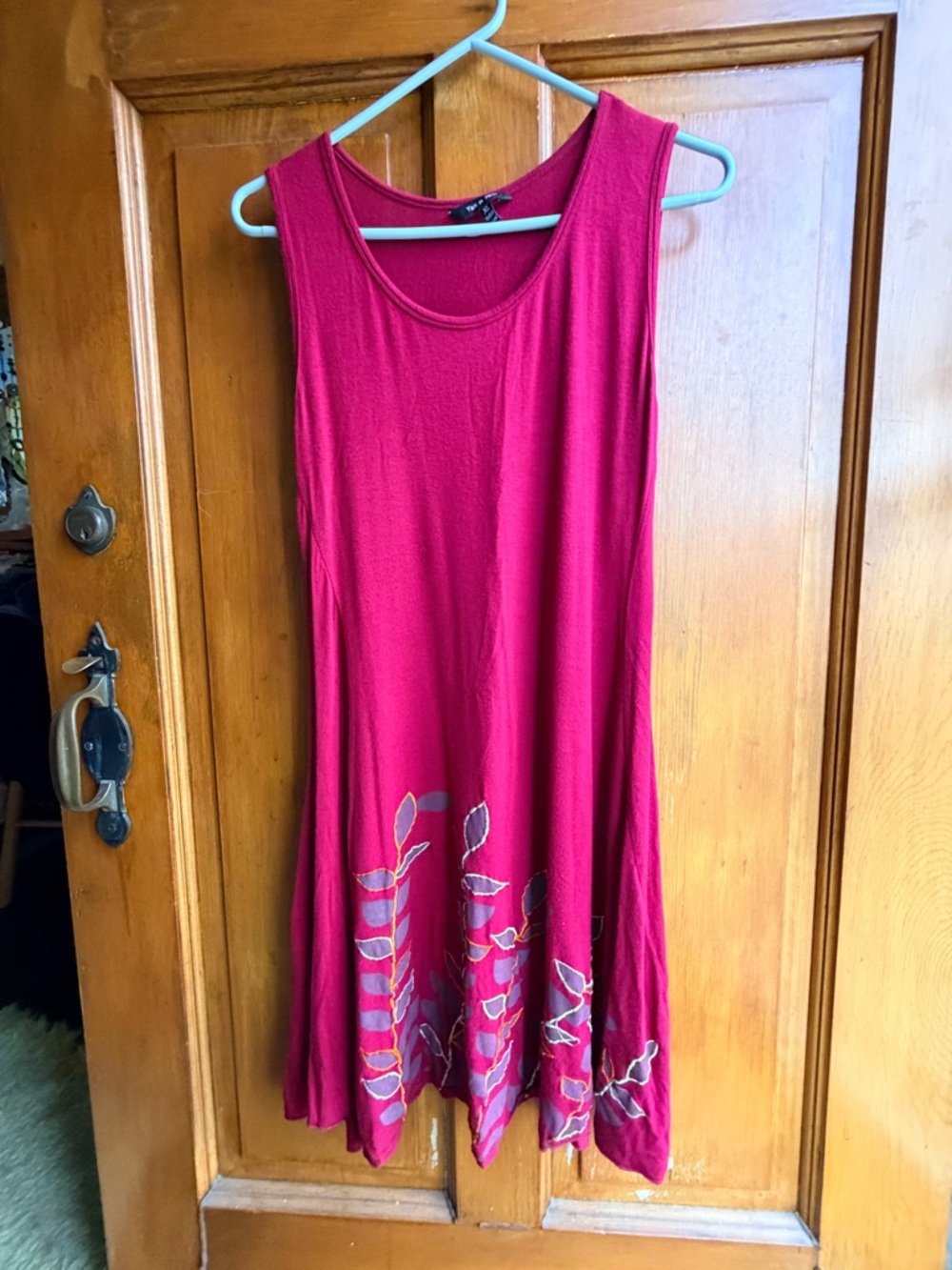 Sleeveless Magenta Floral-Accent Dress